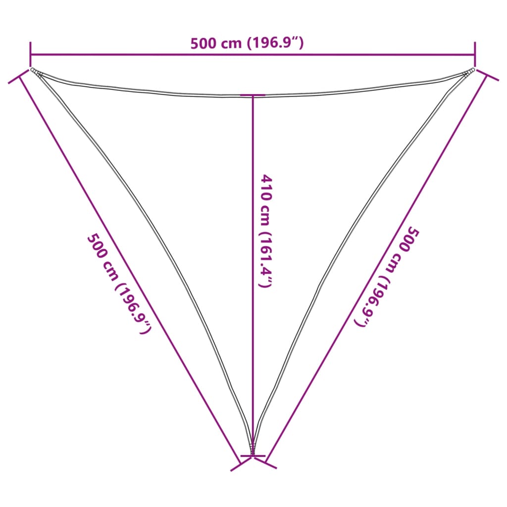 solsejl 5x5x5 m 100 % polyesterstof lysegrå