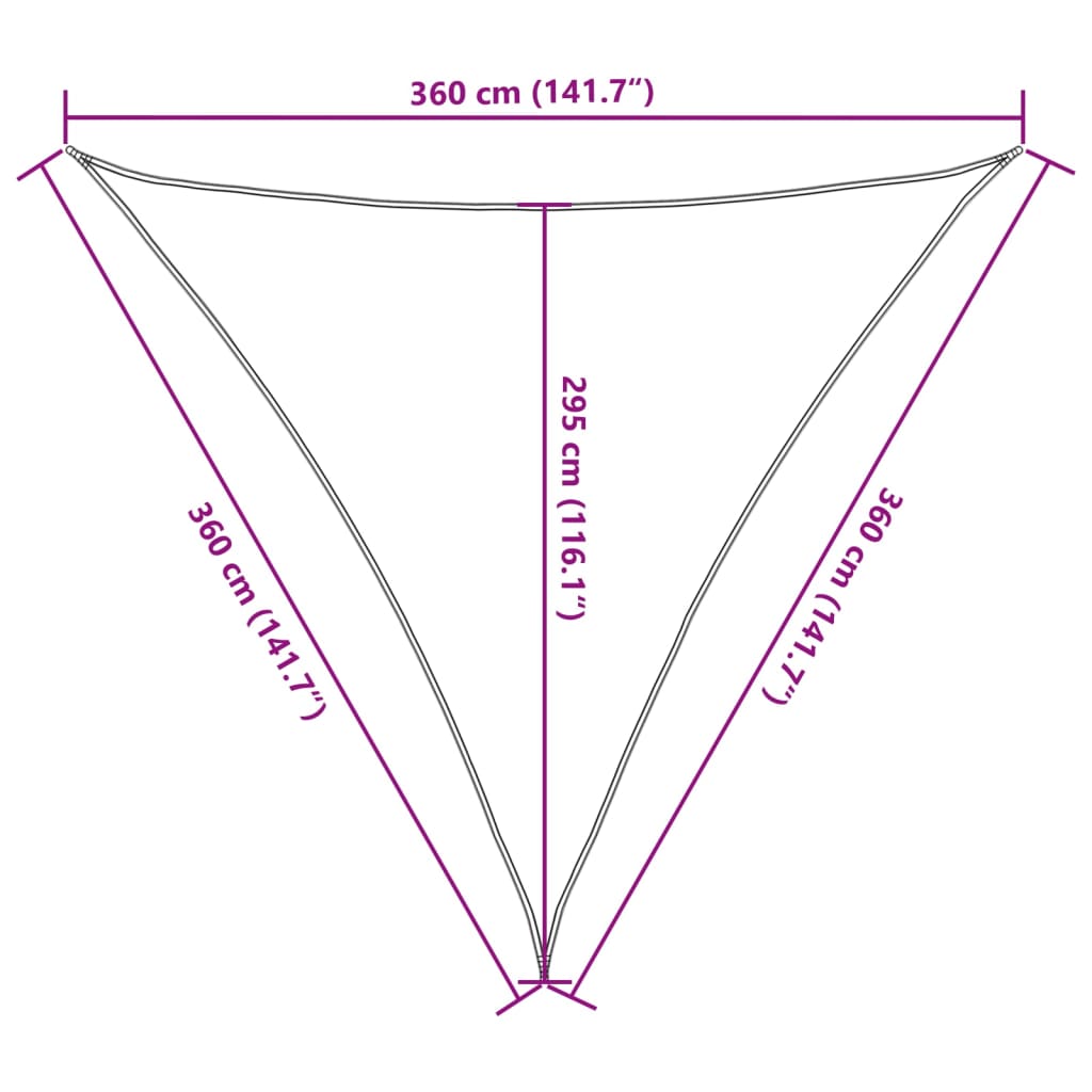 solsejl 3,6x3,6x3,6 m 100 % polyesterstof sandfarvet
