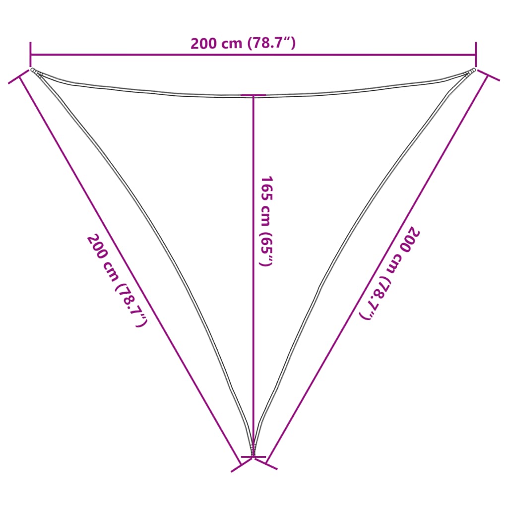 solsejl 2x2x2 m 100 % polyesterstof antracitgrå