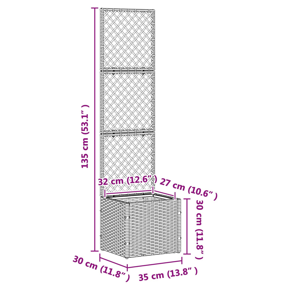 Have Trellis Planter Sort 35 x 30 x 135 cm Metal