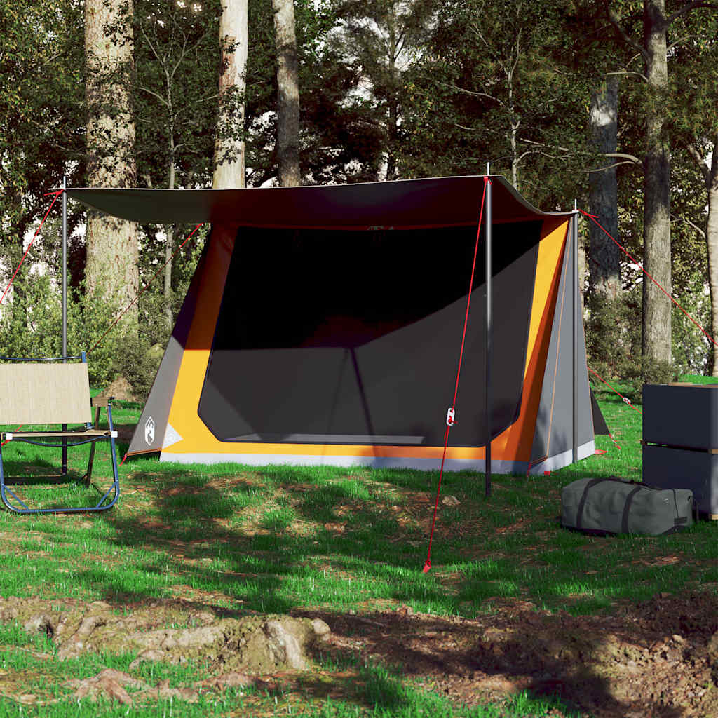 2-personers campingtelt vandtæt grå og orange