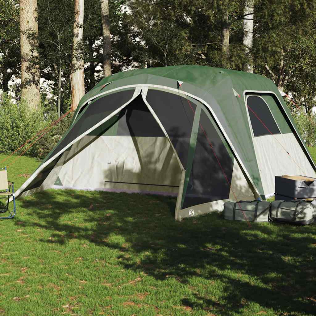 6-personers campingtelt med fortelt vandtæt grøn