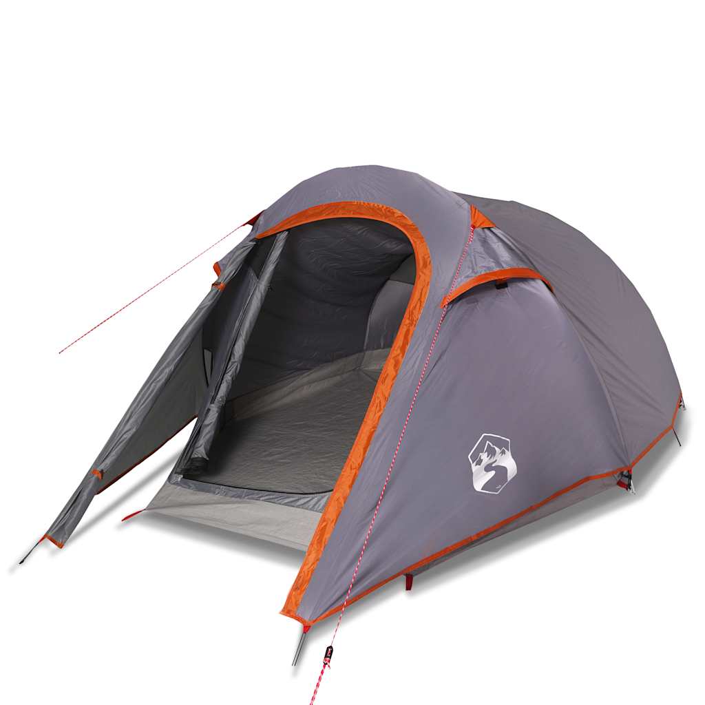 3-personers campingtelt vandtæt grå og orange