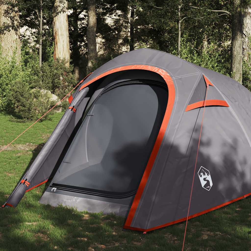 3-personers campingtelt vandtæt grå og orange