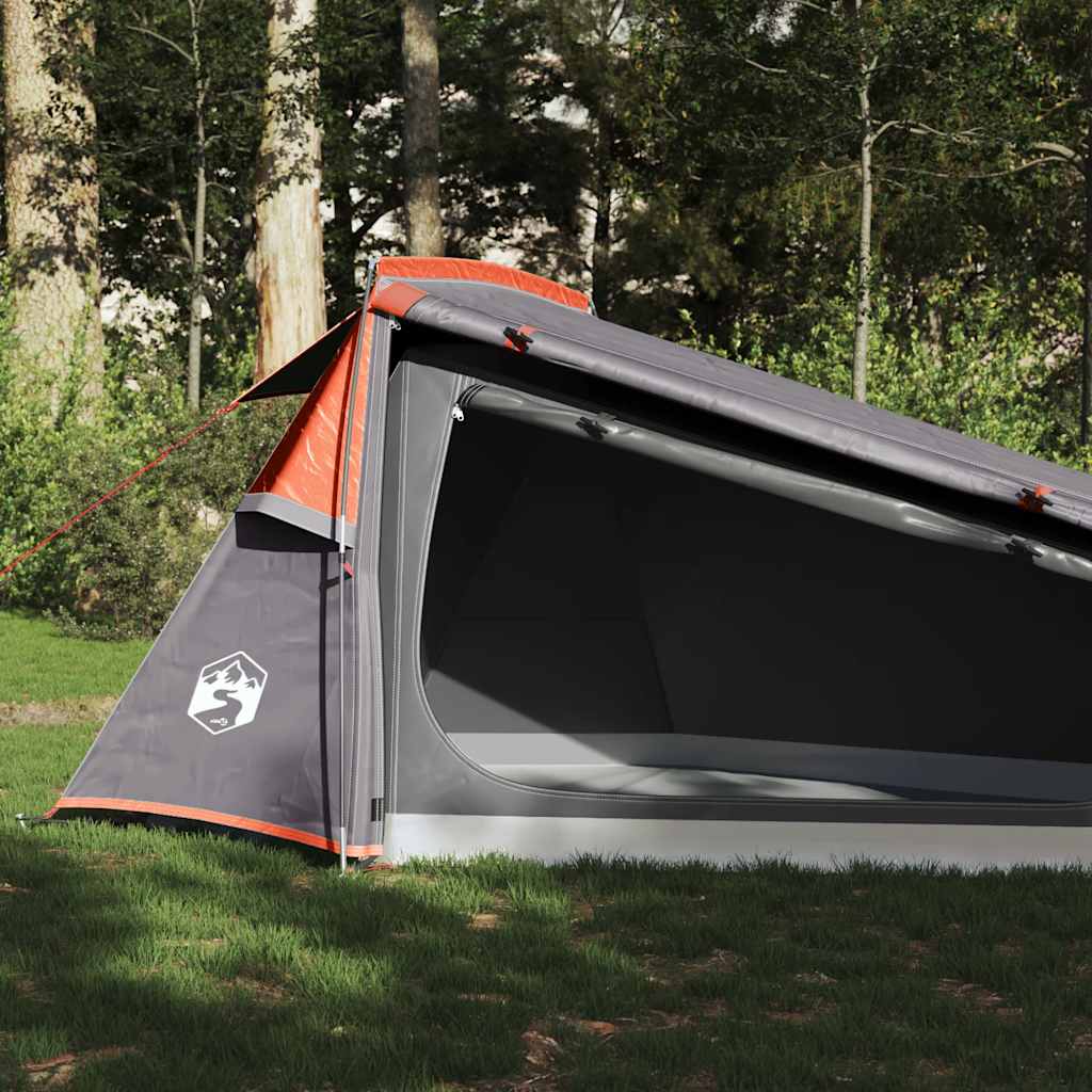 2-personers campingtelt - vandafvisende tunneltelt i grå og orange