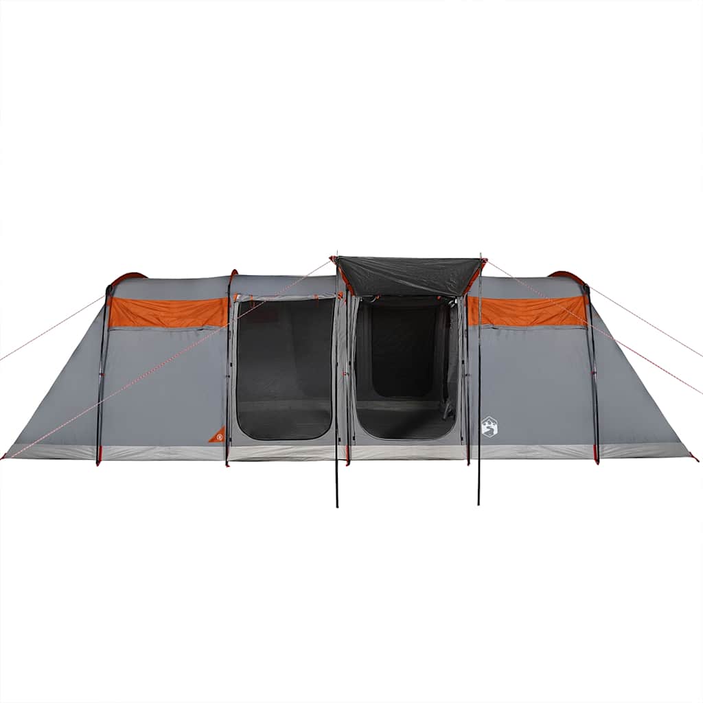 8-personers campingtelt vandtæt grå og orange
