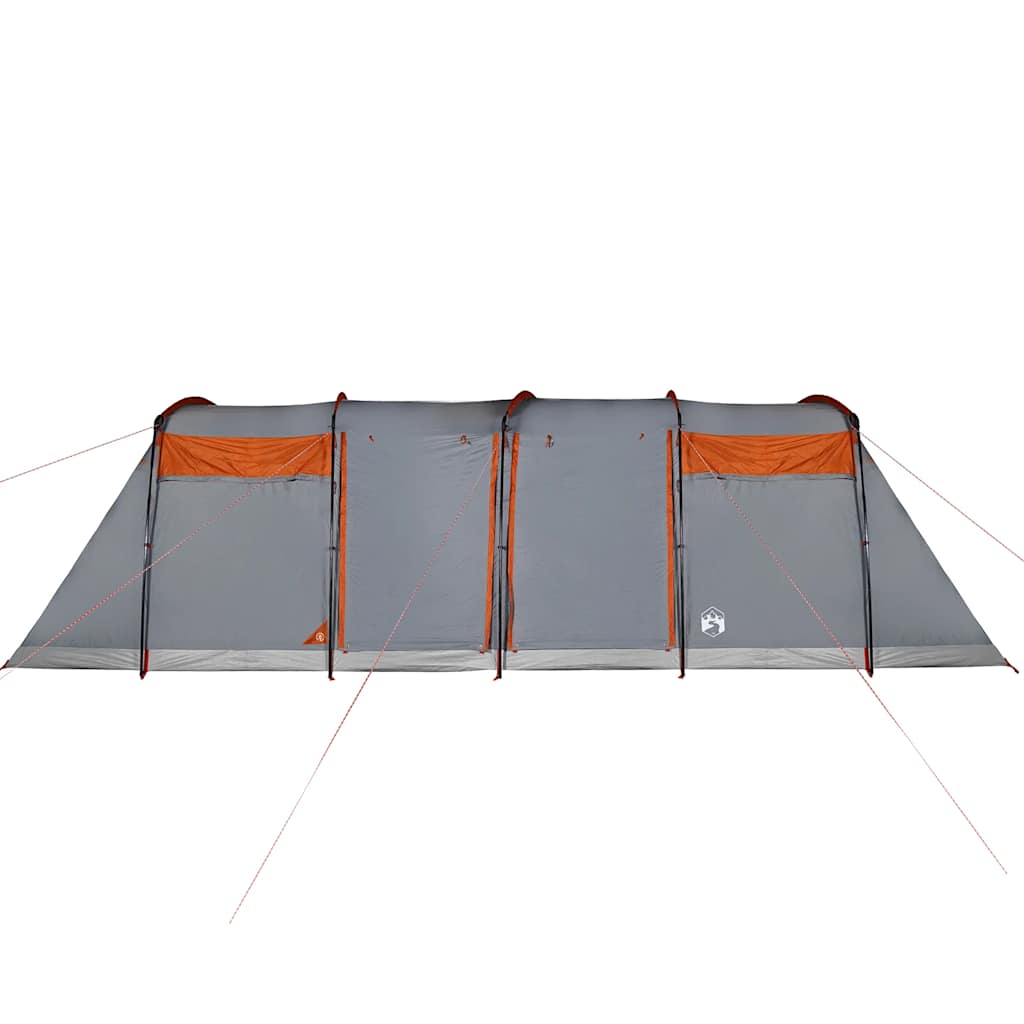8-personers campingtelt vandtæt grå og orange