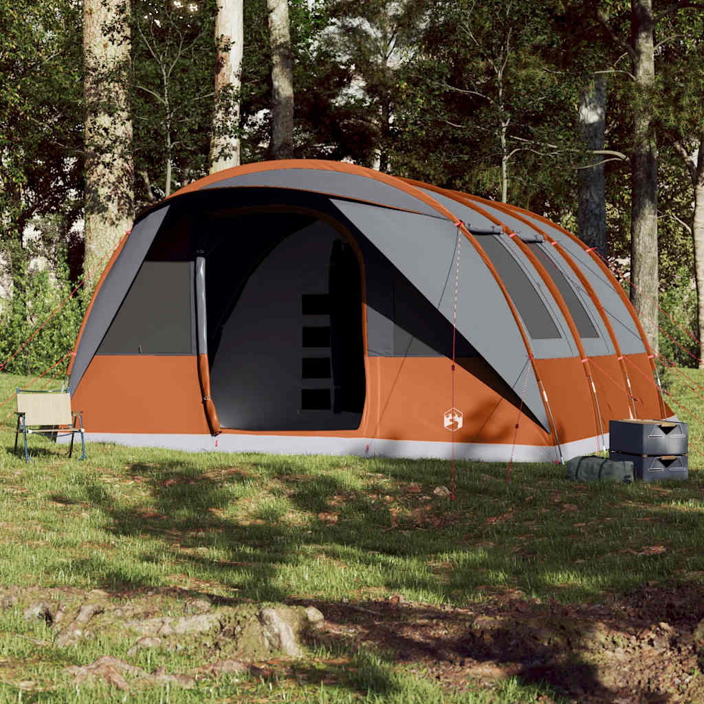 7-personers campingtelt vandtæt grå og orange