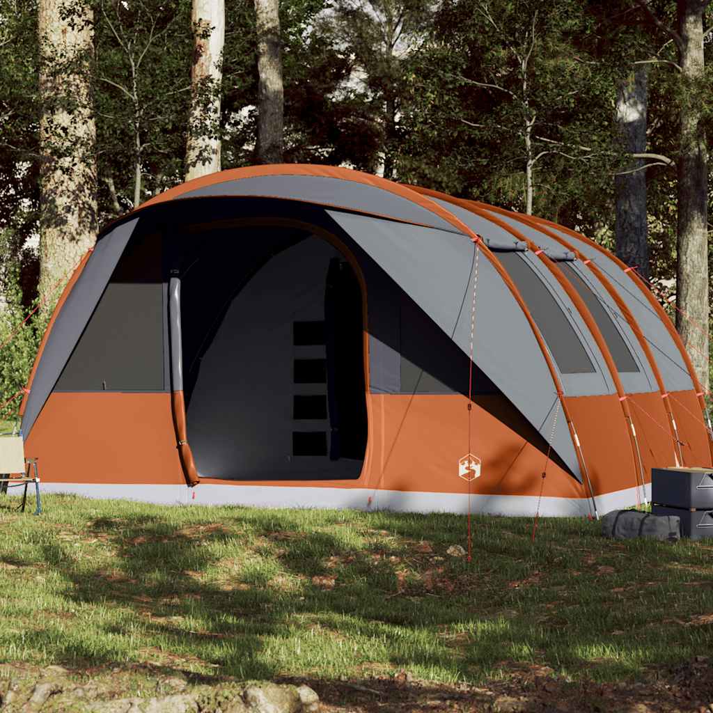 7-personers campingtelt vandtæt grå og orange