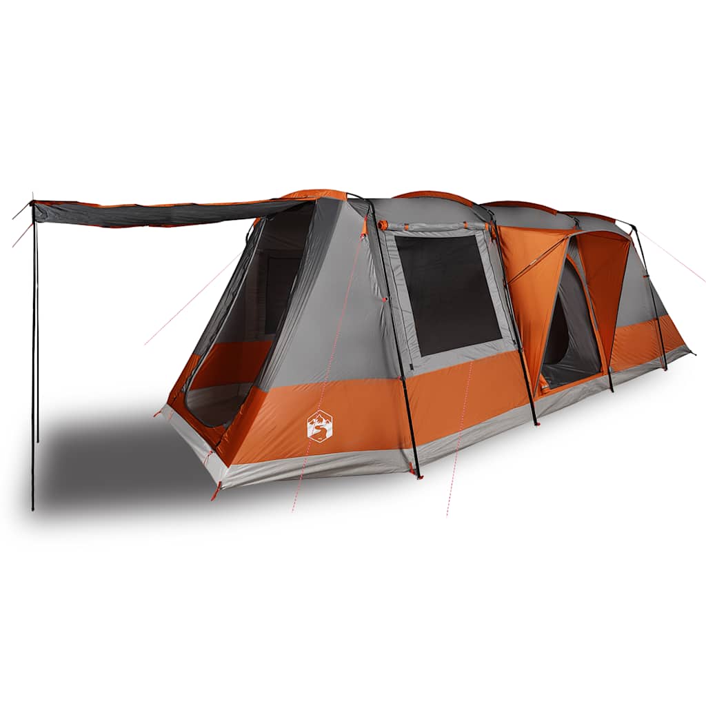 4-personers campingtelt vandtæt grå og orange