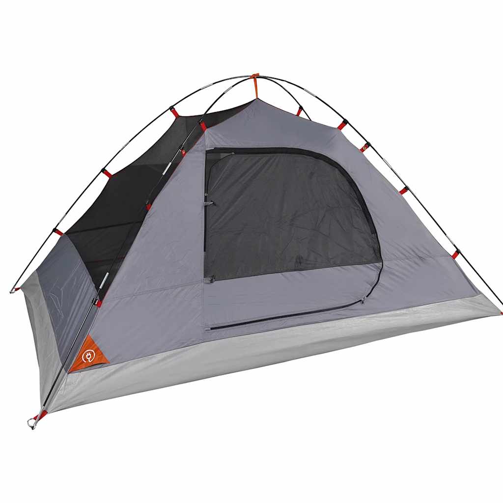 4-personers campingtelt vandtæt grå og orange