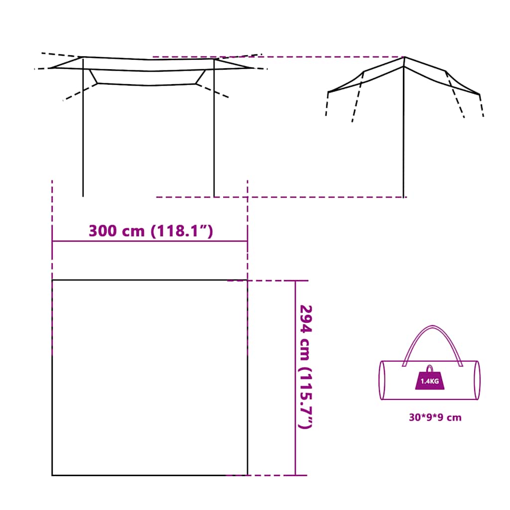 tarp 300x294 cm vandtæt blå
