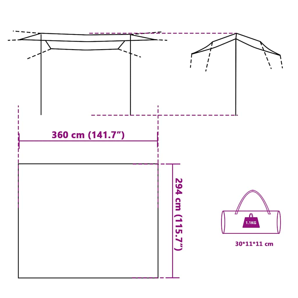 tarp 360x294 cm vandtæt blå