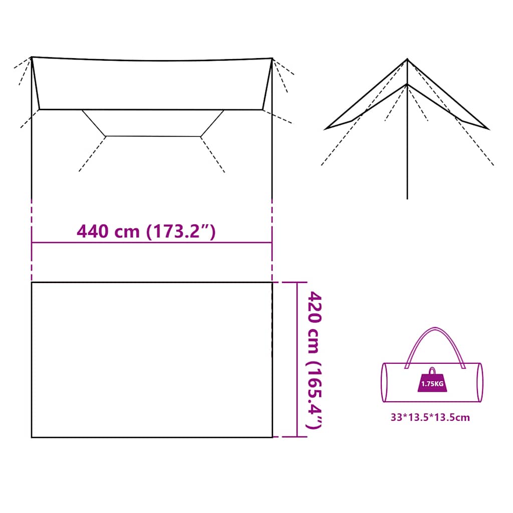 tarp 420x440 cm vandtæt grøn