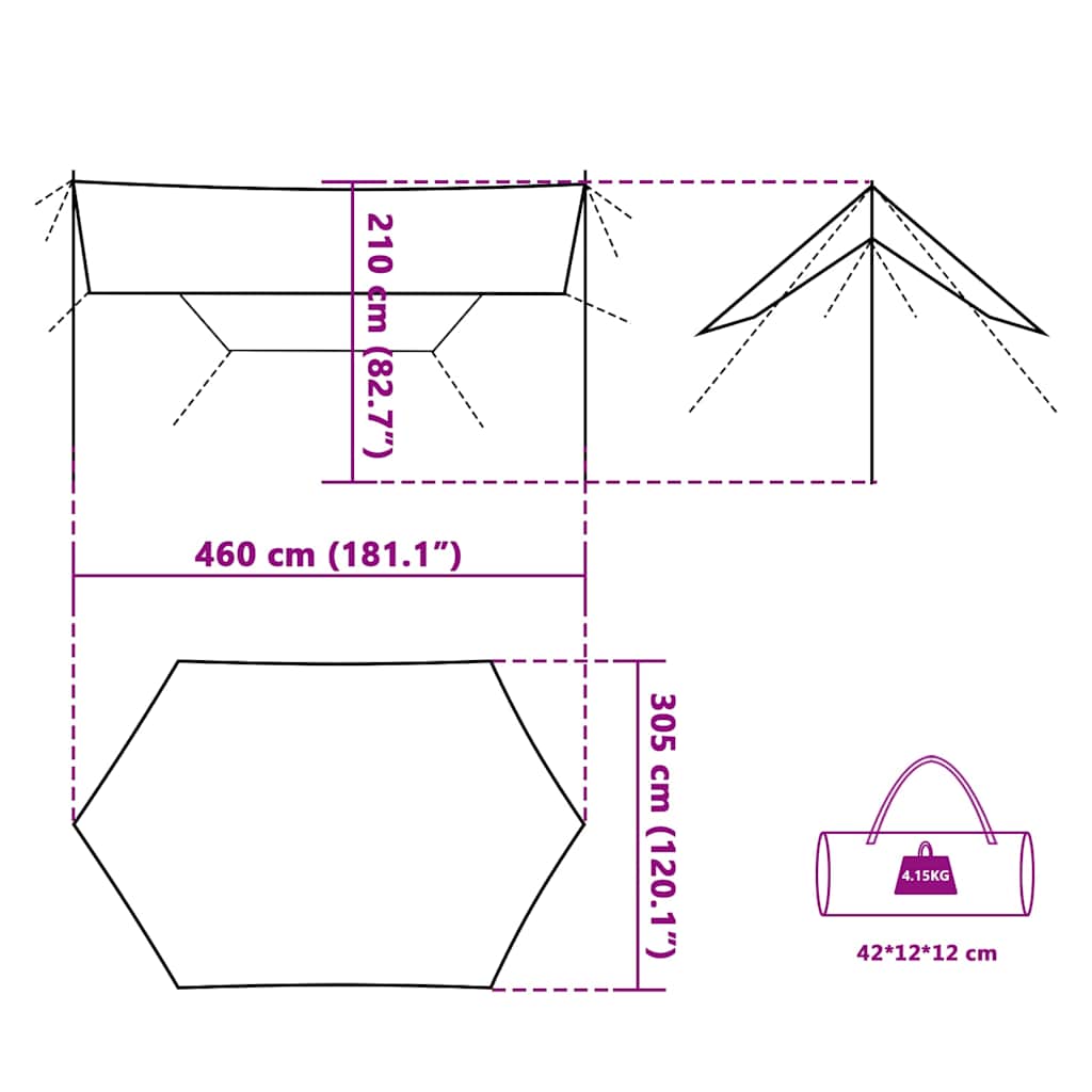 tarp 460x305x210 cm vandtæt orange