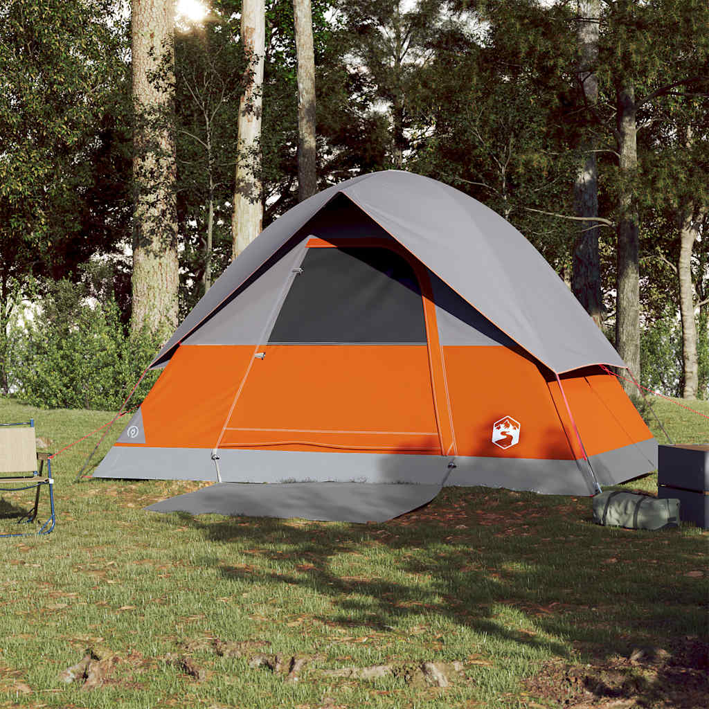 3-personers campingtelt vandtæt kuppel grå og orange