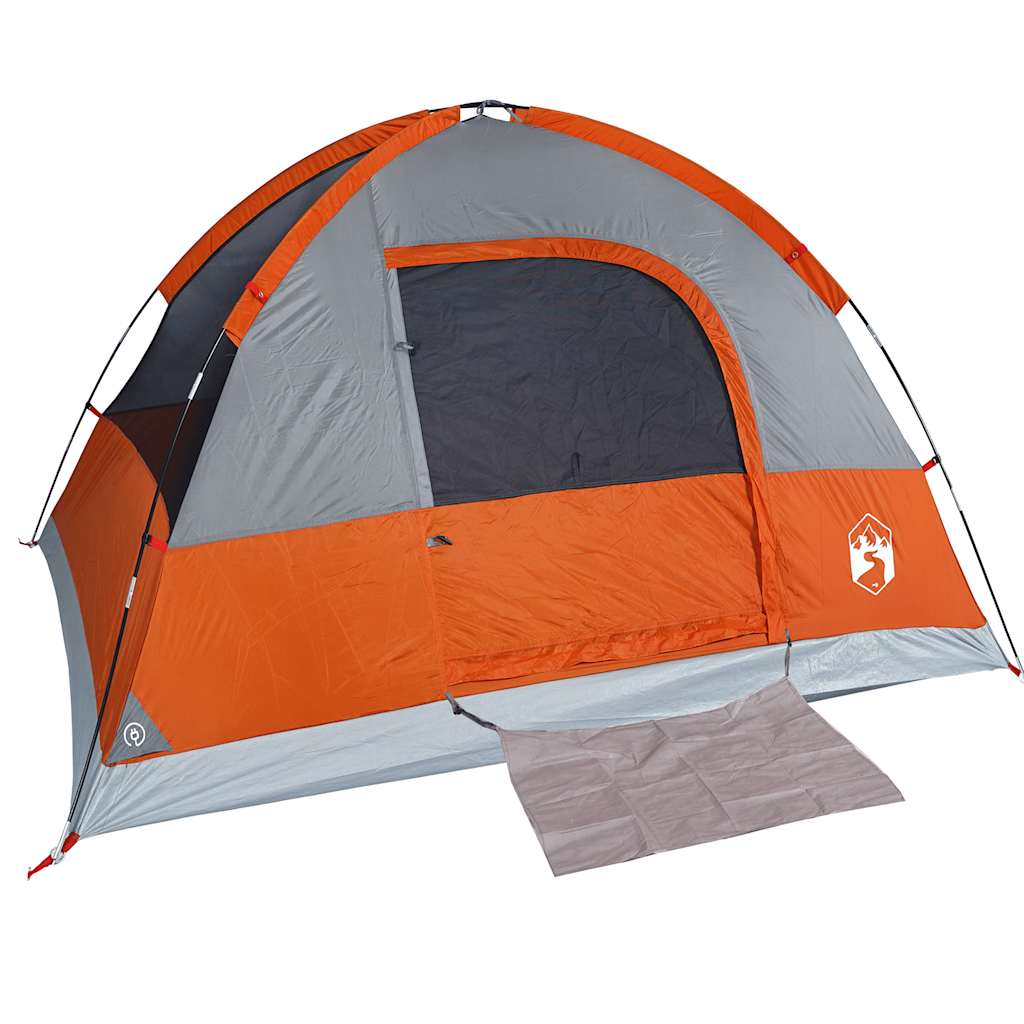 3-personers campingtelt vandtæt kuppel grå og orange