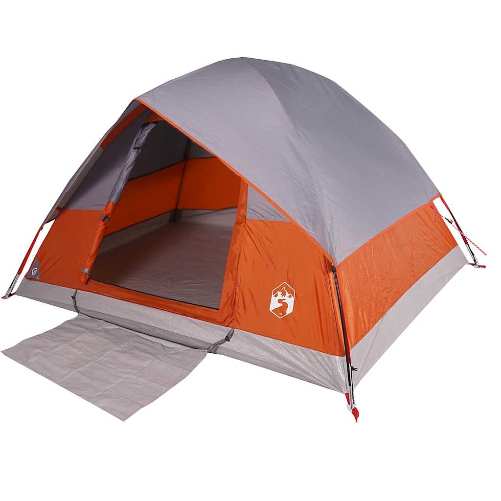 3-personers campingtelt vandtæt kuppel grå og orange