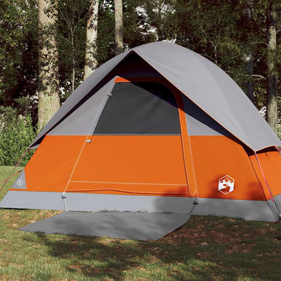 3-personers campingtelt vandtæt kuppel grå og orange