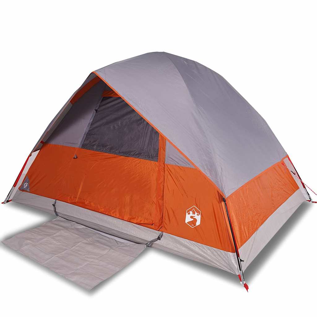 4-personers campingtelt vandtæt grå og orange