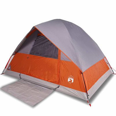 4-personers campingtelt vandtæt grå og orange