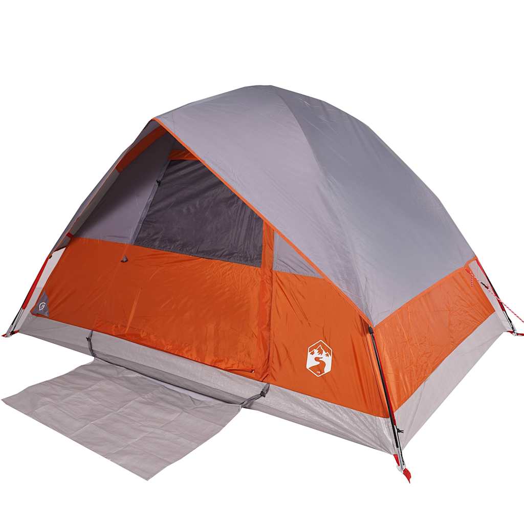 4-personers campingtelt vandtæt grå og orange
