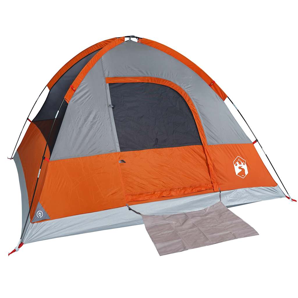 4-personers campingtelt vandtæt grå og orange