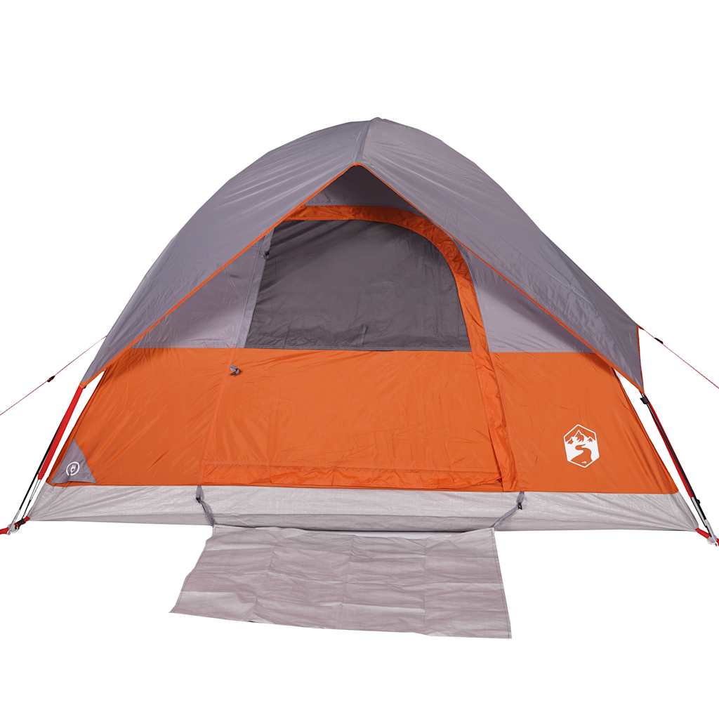 4-personers campingtelt vandtæt grå og orange