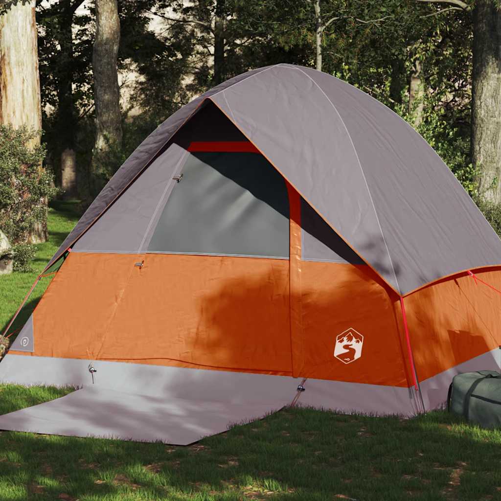 4-personers campingtelt vandtæt grå og orange