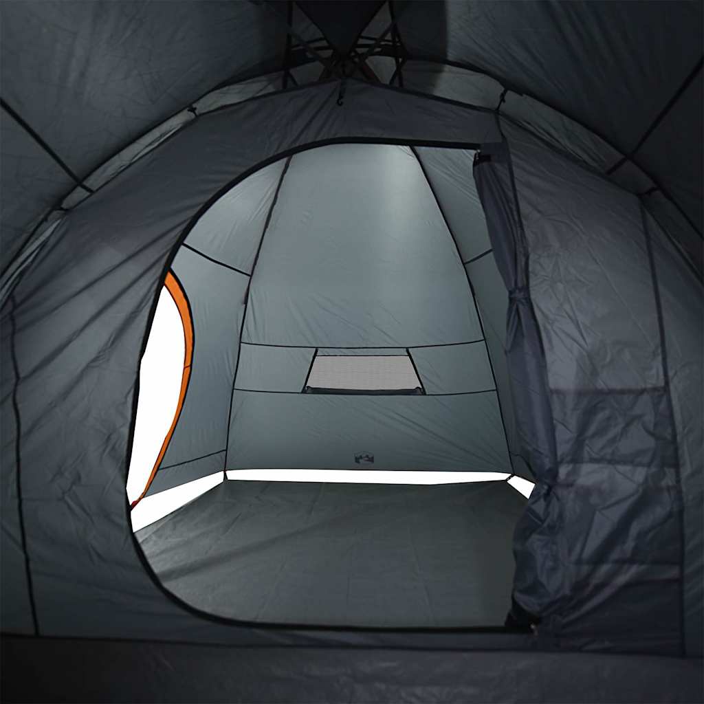 8-personers campingtelt vandtæt grå og orange