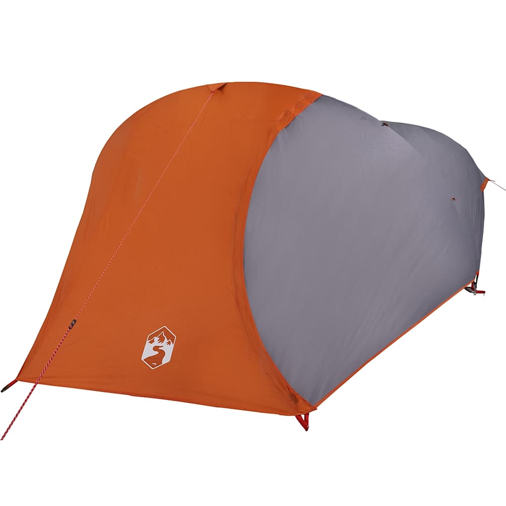 4-personers campingtelt vandtæt grå og orange