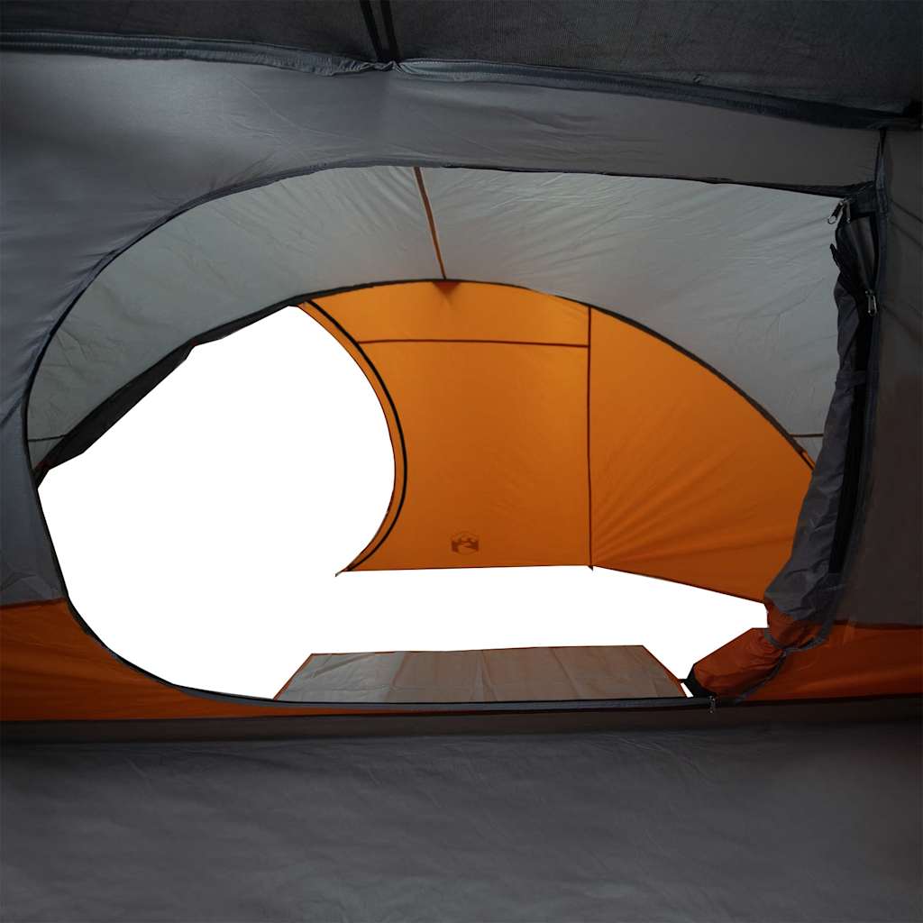 4-personers campingtelt vandtæt grå og orange