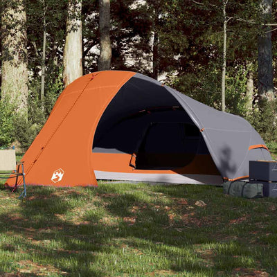 4-personers campingtelt vandtæt grå og orange