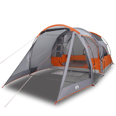4-personers campingtelt vandtæt tunneltelt grå og orange