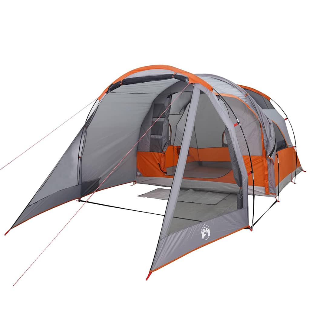 4-personers campingtelt vandtæt tunneltelt grå og orange