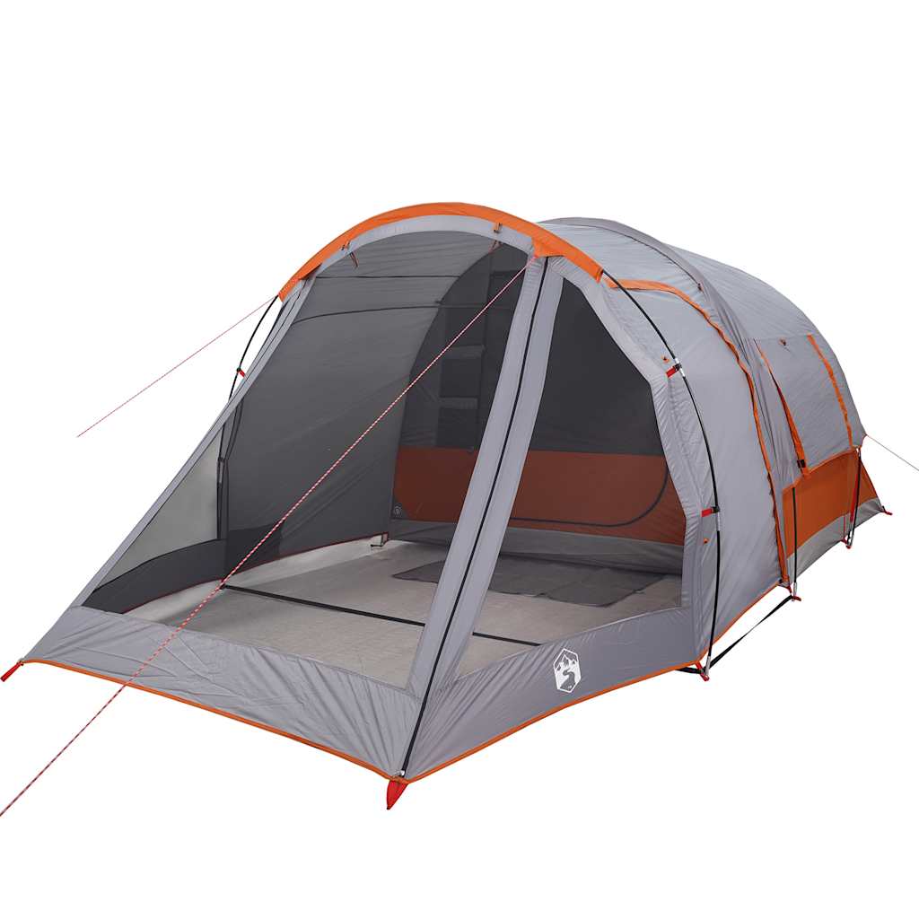 4-personers campingtelt vandtæt tunneltelt grå og orange
