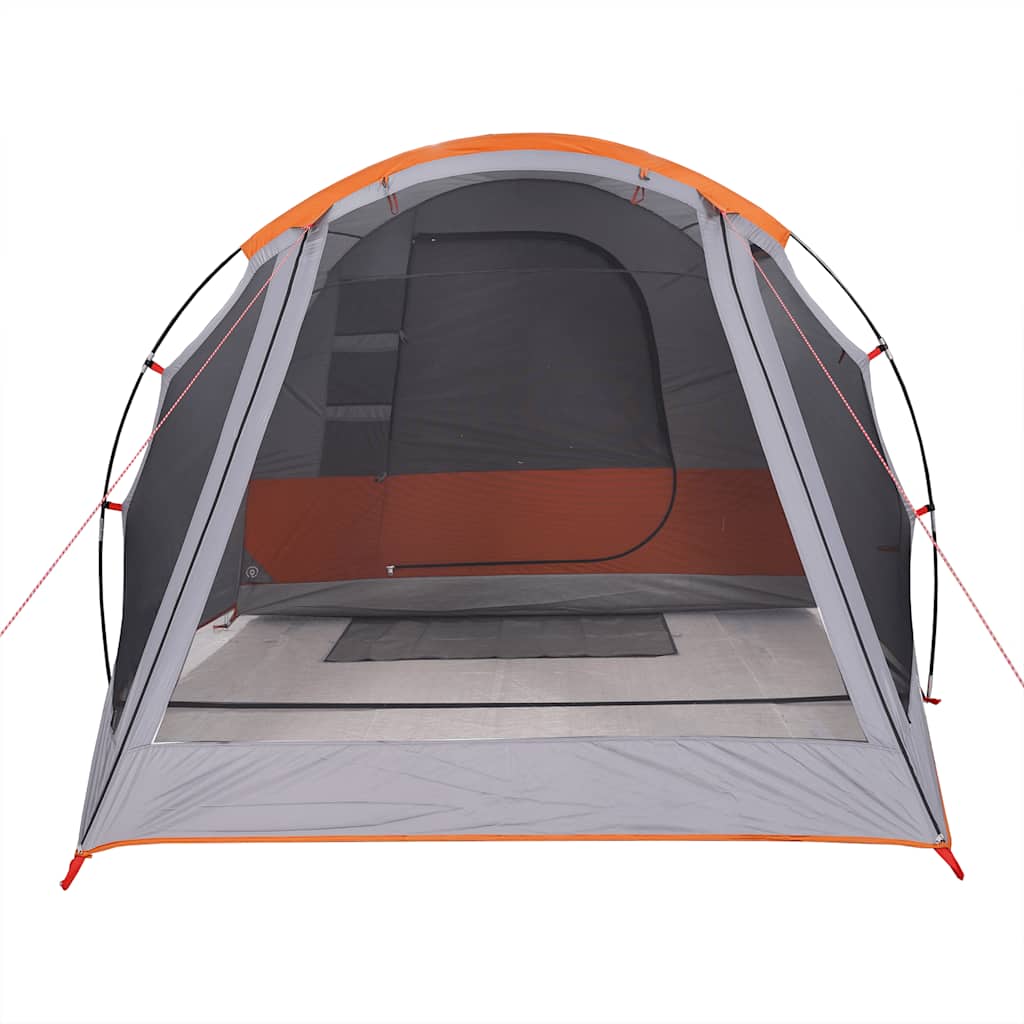 4-personers campingtelt vandtæt tunneltelt grå og orange