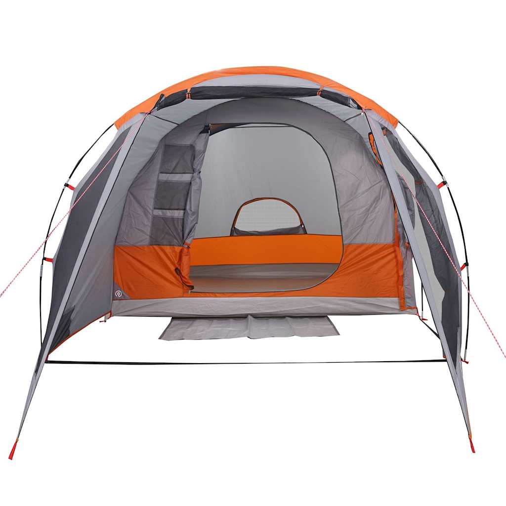 4-personers campingtelt vandtæt tunneltelt grå og orange