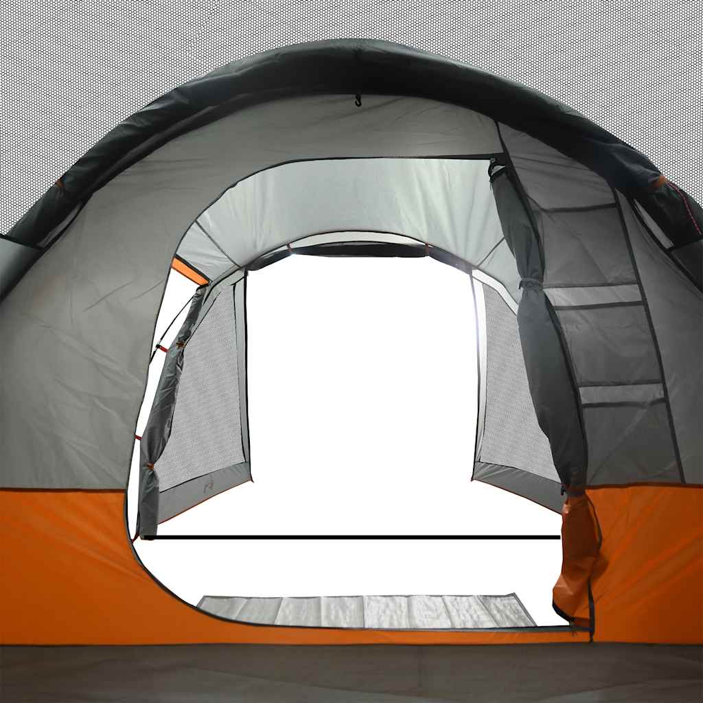 4-personers campingtelt vandtæt tunneltelt grå og orange
