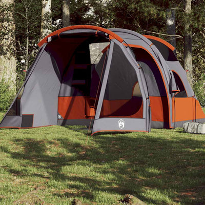 4-personers campingtelt vandtæt tunneltelt grå og orange