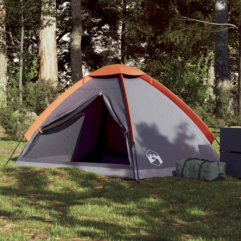 2-personers kuppeltelt - vandafvisende campingtelt, grå/orange
