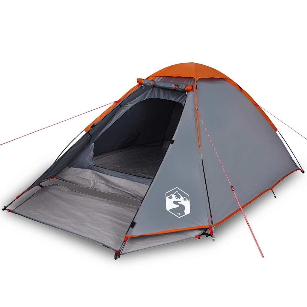 4-personers campingtelt vandtæt grå og orange