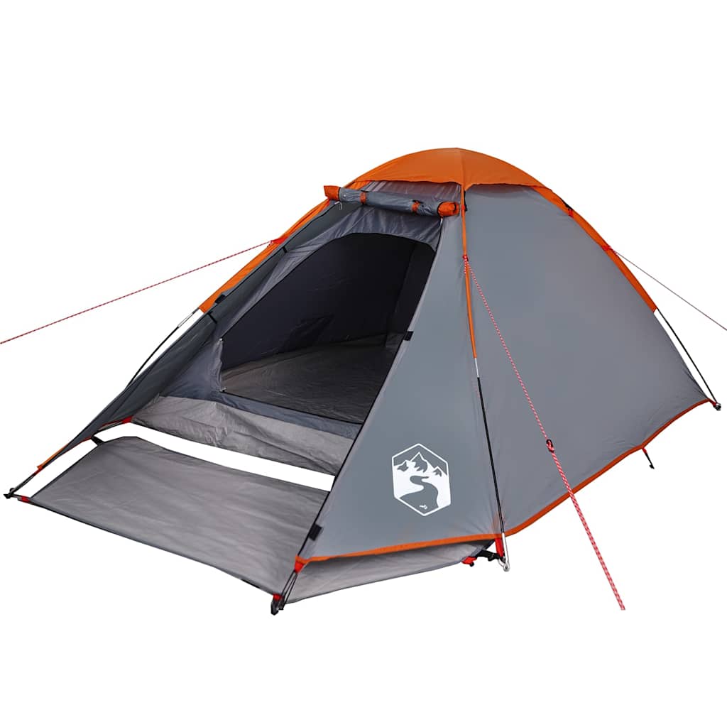 4-personers campingtelt vandtæt grå og orange