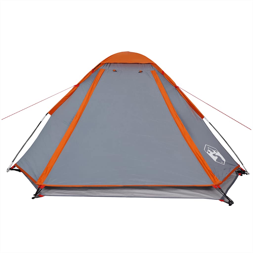 4-personers campingtelt vandtæt grå og orange