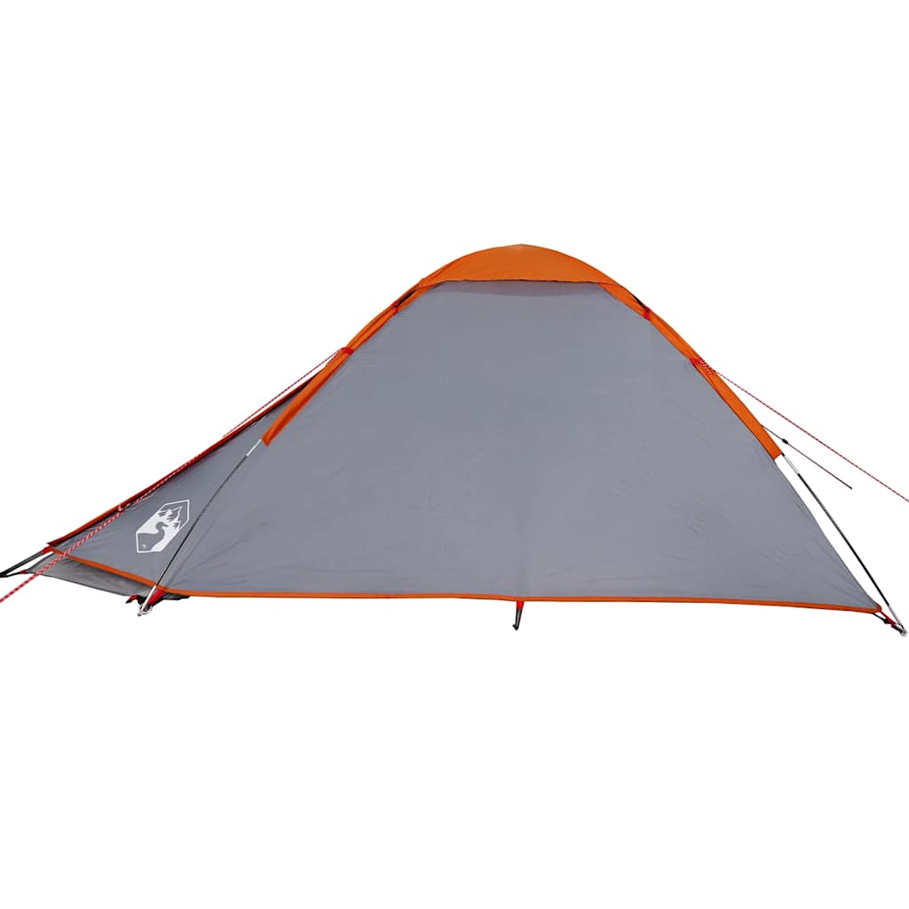 4-personers campingtelt vandtæt grå og orange
