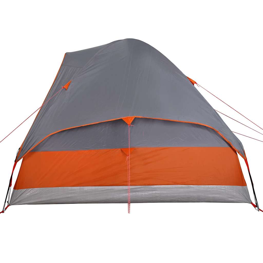 4-personers campingtelt vandtæt grå og orange