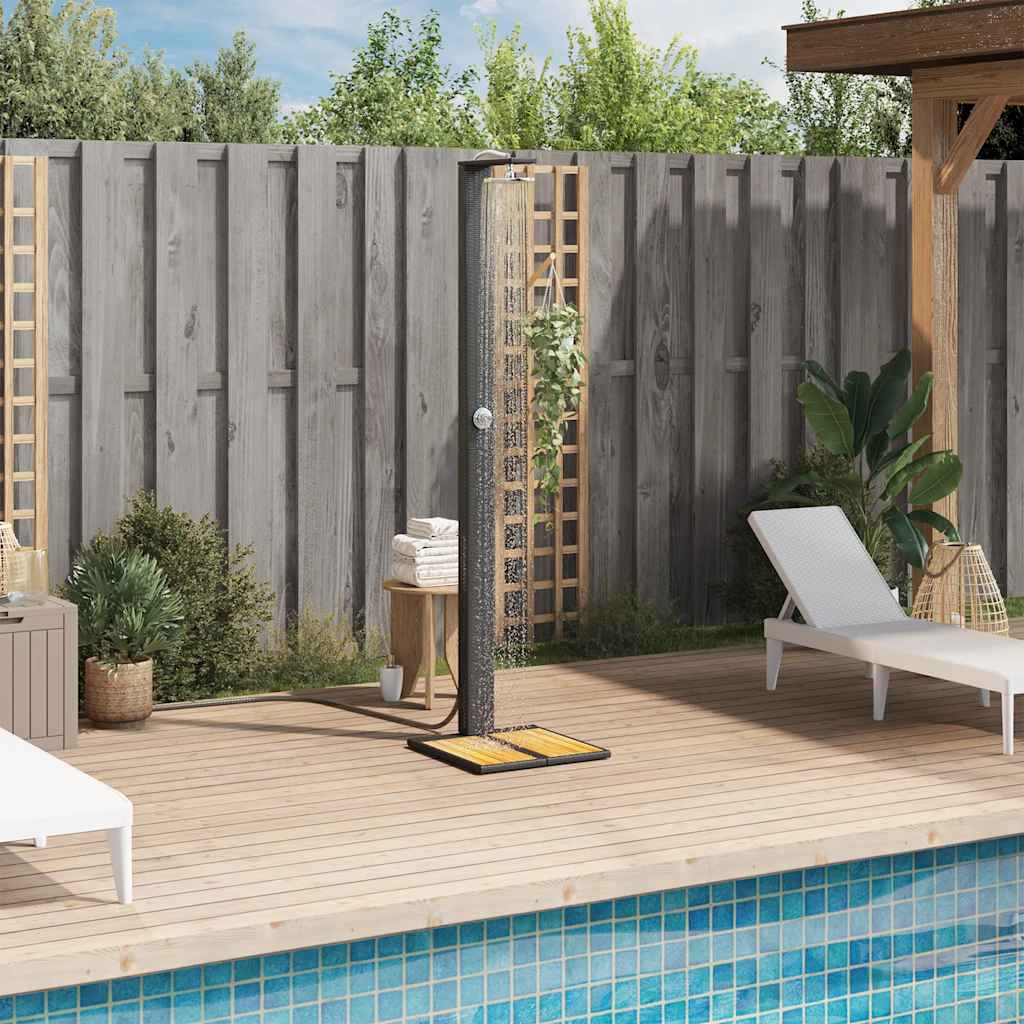 havebruser 50x55x224 cm polyrattan og akacietræ sort
