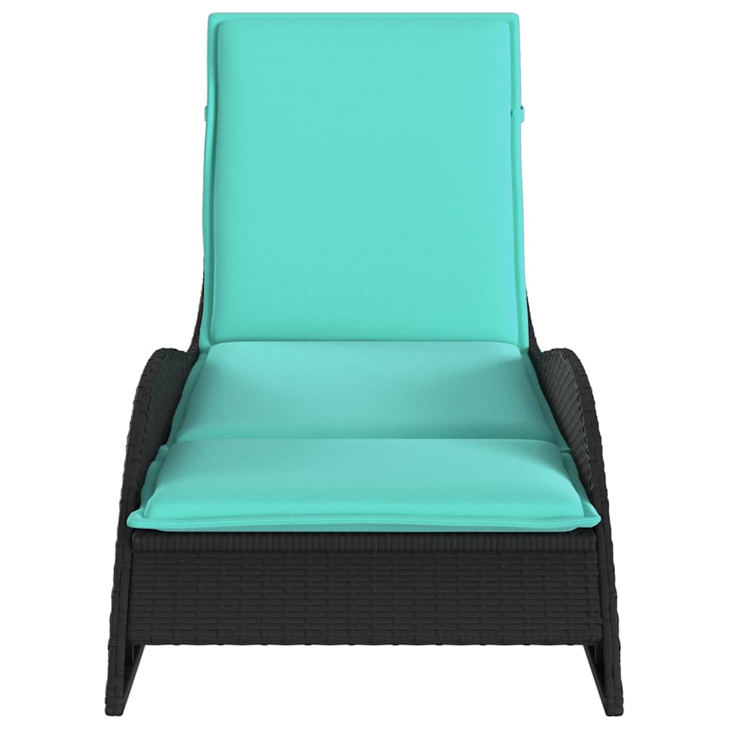 liggestol med hynde sort 60x205x73 cm polyrattan