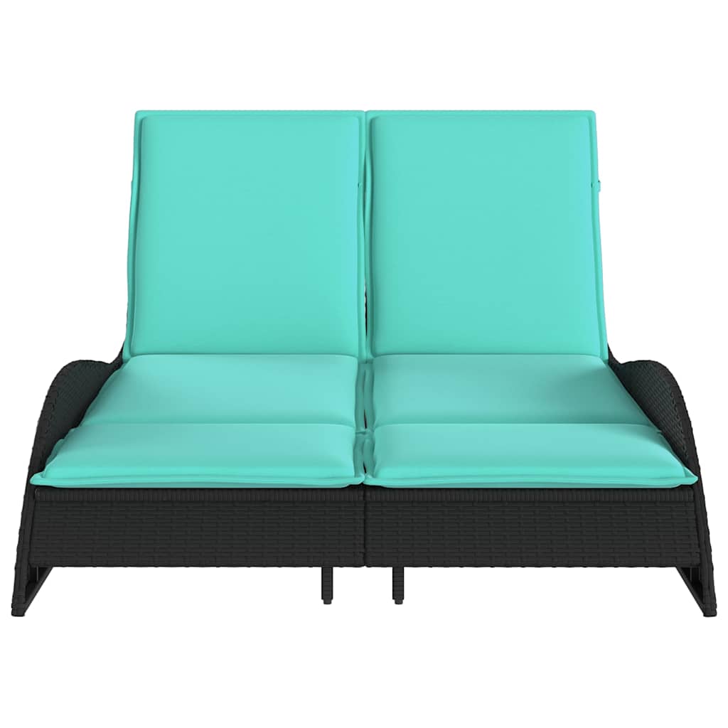 liggestol med hynder sort 114x205x73 cm polyrattan