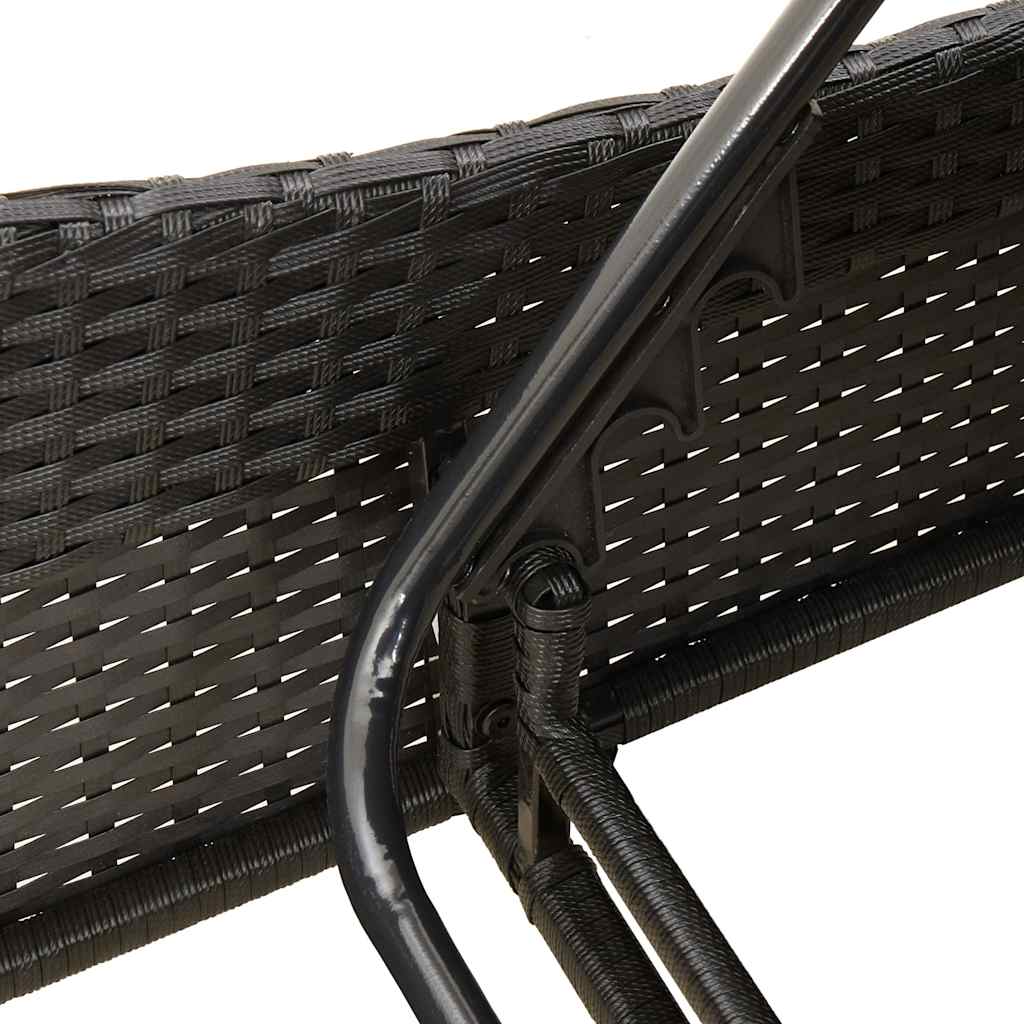liggestol med hynder sort 114x205x73 cm polyrattan